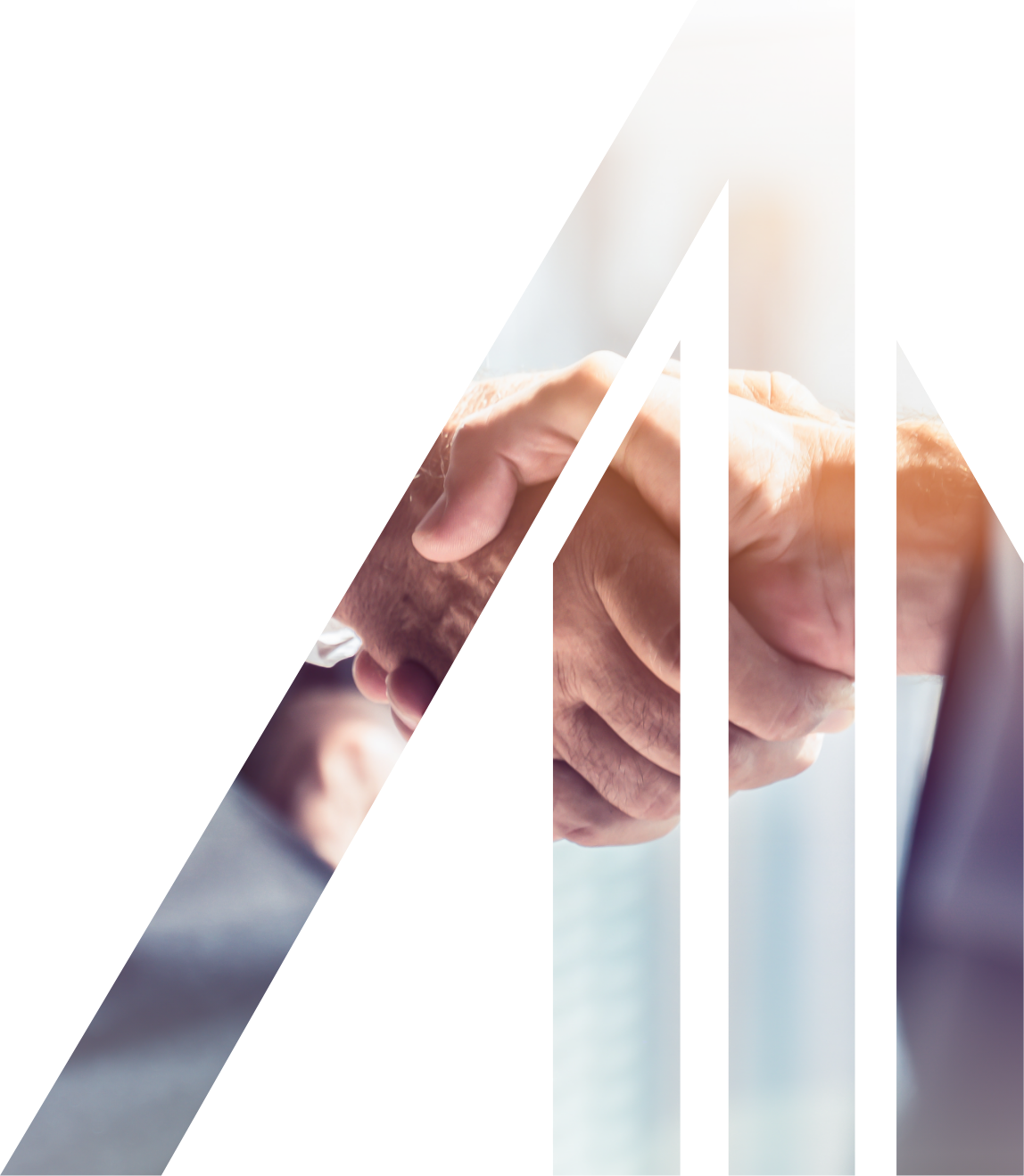 A&M Logo with hands shaking in color over a blue overlay